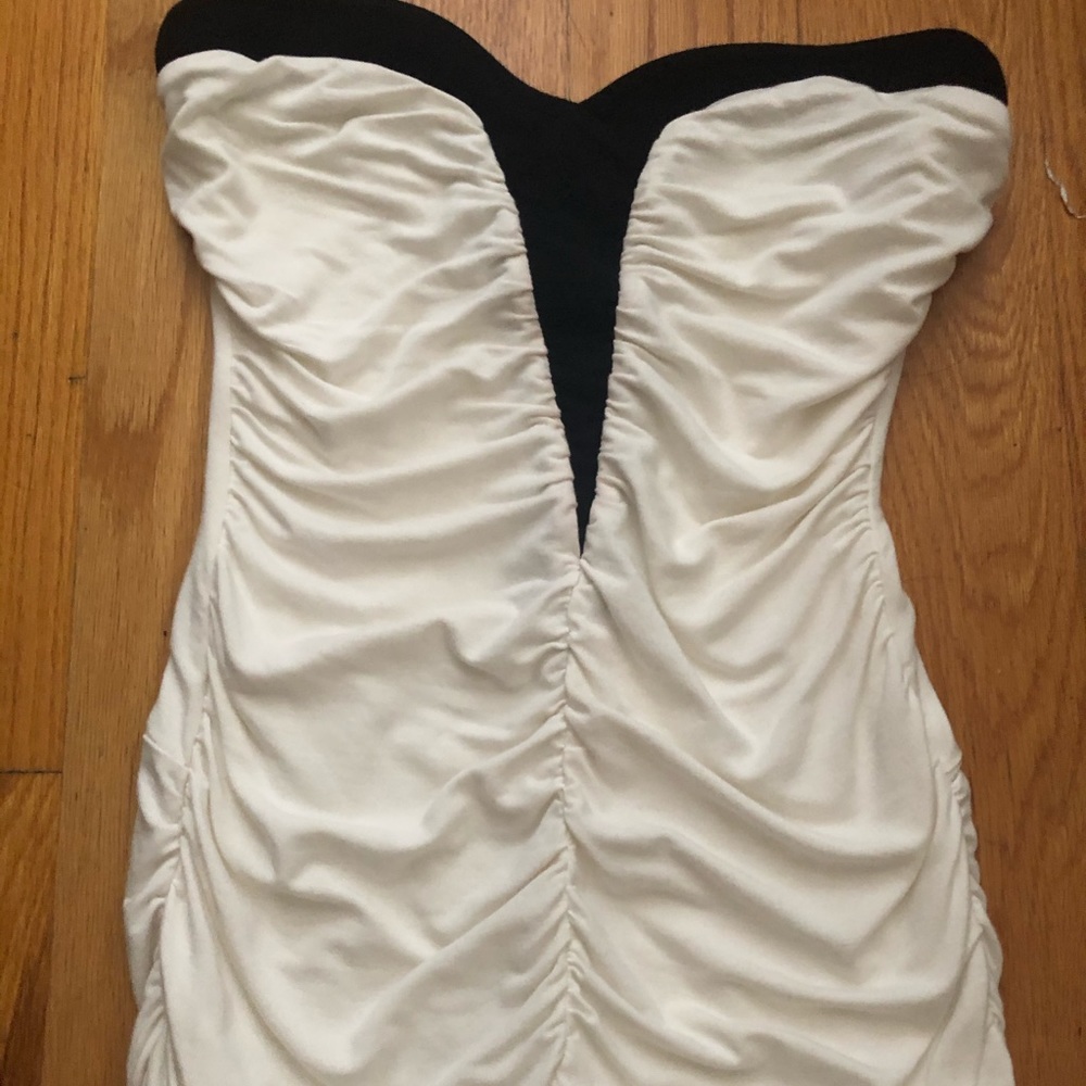 Black and White Ruffled ruffled tube top